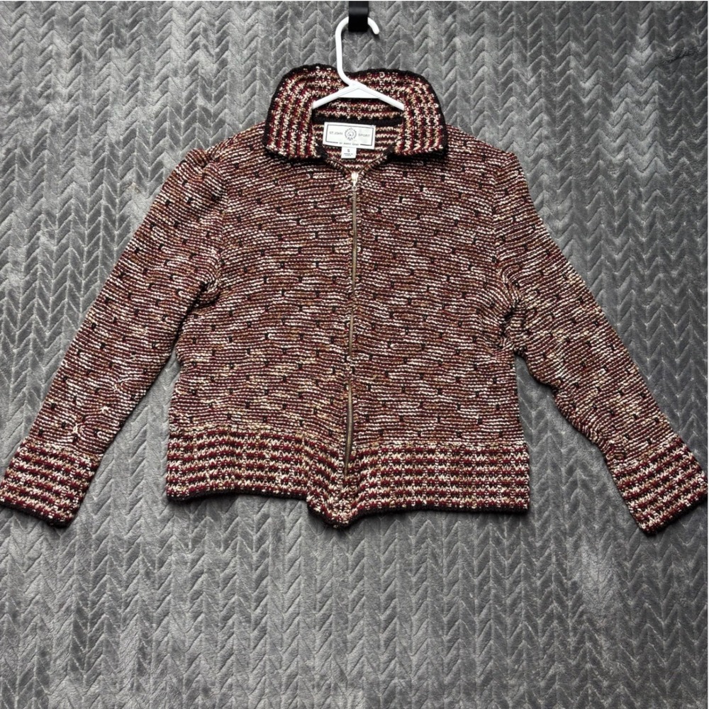 St. John Sport Knit Zip Up Cardigan/Sweater/Blazer/Jacket Size S Collared (2163)
